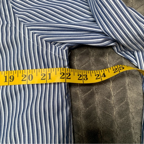 Kenneth Cole Reaction Shirt Mens Large Blue Long Sleeve Button Down Striped Slim - Picture 9 of 10